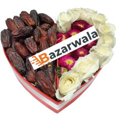 Bazarwala হার্টফুল ডেটস অ্যান্ড ফ্লাওয়ার গিফট বক্স