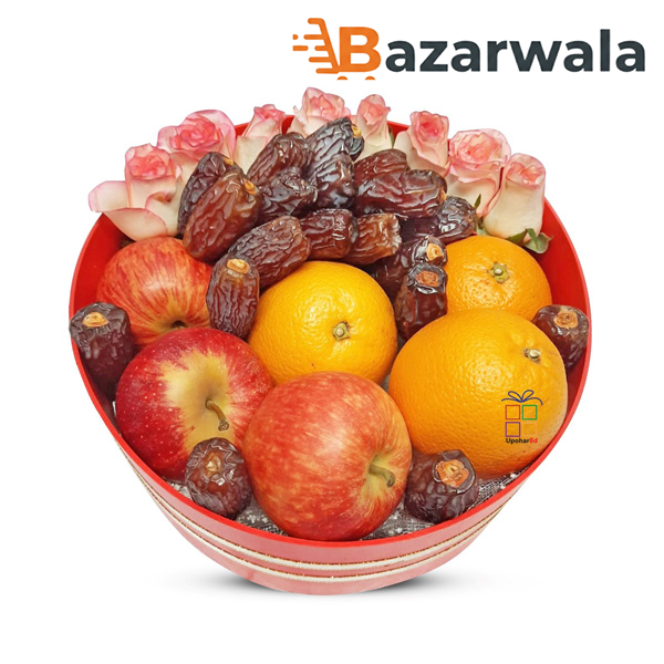 Bazarwala রাউন্ড ডিলাইট ফ্রুট অ্যান্ড ফ্লাওয়ার বাস্কেট