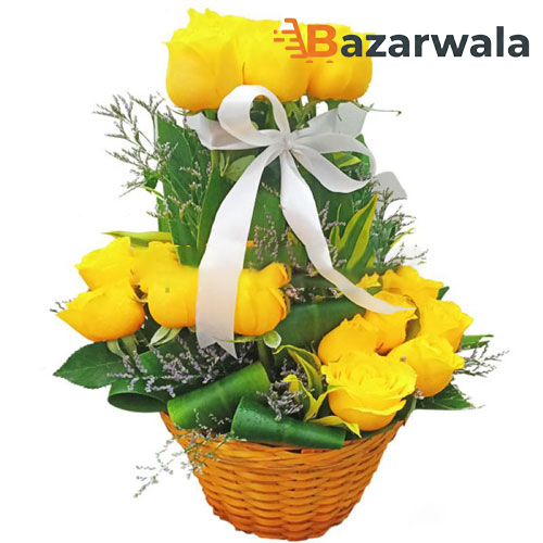Bazarwala ইয়েলো রোজেস ইন বাস্কেট