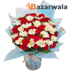 Bazarwala জারবেরা ও লাল গোলাপের প্রিমিয়াম তোড়া