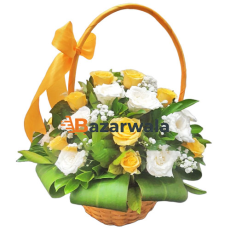 Bazarwala হলুদ গোলাপ ও সাদা গোলাপের গিফট হ্যাম্পার