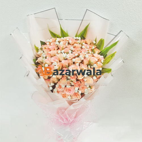 Bazarwala শ্যাড পিংক গোলাপের প্রিমিয়াম তোড়া