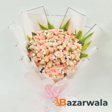 Bazarwala শ্যাড পিঙ্ক গোলাপের তোড়া