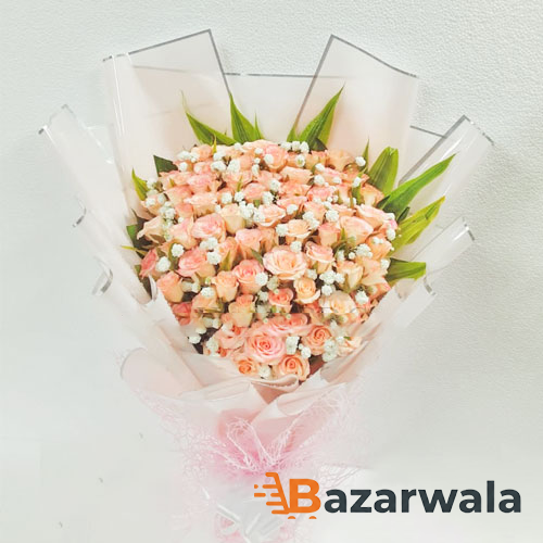 Bazarwala শ্যাড পিঙ্ক গোলাপের তোড়া