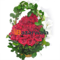 Bazarwala ৪০টি লাল গোলাপের বাস্কেট