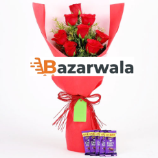 Bazarwala লাল গোলাপ ও চকলেটের বাস্কেট